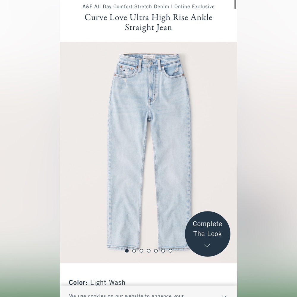 Abercrombie Curve Love Ultra High Rise Ankle Straight Jean (Light Wash)